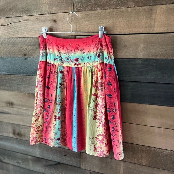 Y2K Sunset Patchwork Boho Skirt Festival Cottagecore Dream 100% Cotton Size 8 - Picture 9 of 9